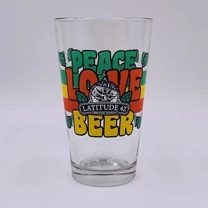 Latitude 42° Brewing Co Pint Glass Peace Love Beer Portage Michigan Mancave - Picture 1 of 5