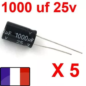 5X CONDENSATEURS CHIMIQUE 1000µF 1000MF 1000uF 25V RADIAL 105° lot 5x 1000uf 25v - Picture 1 of 1