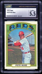 PETE ROSE 1972 Topps #559 Cincinnati Reds CSG 5.5 EX+ Excellent+ - Picture 1 of 2