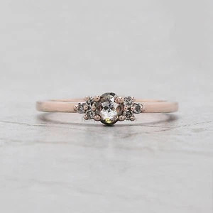 Oval Salt And Pepper Diamond Ring Natural Oval Diamond Engagement Ring KD1161 - Picture 1 of 9