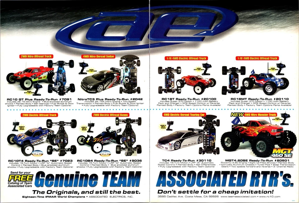 Team Associated RTR Nitro RC Cars Print Ad Wall Art Decor Electric RC18T - Image 1 of 1
