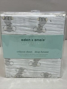 Aden + Anais Baby Infant Fitted Crib Sheet Elephant Cotton Muslin 52 x 28 - Picture 1 of 6
