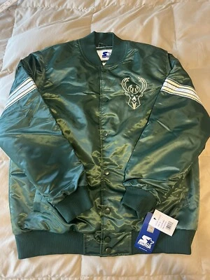 Новый с Ярлыками стартер Milwaukee Bucks мужской XL выстеганная куртка NBA полный Snap зеленый желтовато-коричневый - Изображение 1 из 4