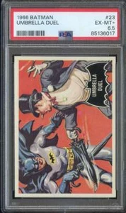 1966 Topps Batman Black Bat #23 Umbrella Duel PSA 6.5 Nice Centered *ADT6172 - Bild 1 von 2