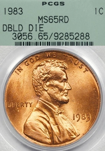 1983 1C PCGS MS65 RD Doubled Die OGH Lincoln Memorial Cent Cover