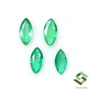 Natural Emerald Marquise Cut 6x3 mm Lot 04 Pcs 0.68 CTS Faceted Loose Gemstones - Picture 1 of 8