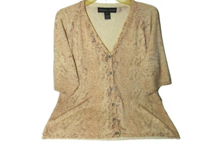 Cárdigan de Colección Adrienne Vittadini Manga Corta Estampado de Reptiles XL Bronceado Carrera Primavera Foto 1 de 4