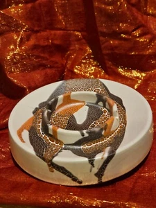 Vintage MCM Royal Haeger Earth Wrap Lava Crackle Drip Glaze Ashtray #2070 RARE - Picture 1 of 5