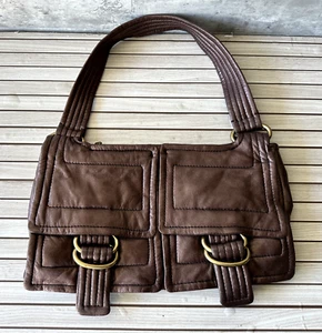 Vintage 2000s Y2K Kooba Handcrafted Bronze Metallic Leather Shoulder Bag Tote - Picture 1 of 10