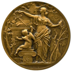 FRANCE SOCIETY OF FRENCH ARTISTS SALON 1934 BRONZE AWARD MEDAL, DUPUIS 54mm 66g - Imagen 1 de 4