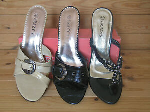 Women’s Black/Beige Open Toe Casual/Evening Heel Slip on Sandals NEW Mix sizes