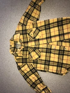 Arizona Shirt Boys Small Yellow Plaid Flannel Long Sleeve Button Up 100% Cotton - Picture 1 of 3