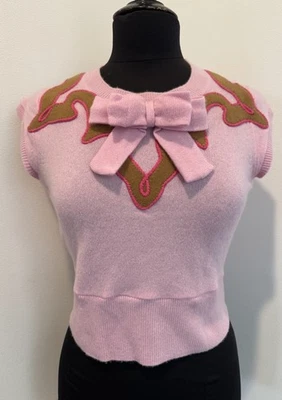 Handmade Upcycled Cashmere Crop Sweater Pink Womens Size Small - Image 1 of 4