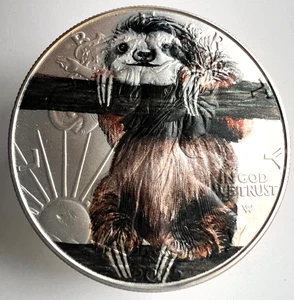 Hanging SLOTH - American Silver Eagle 1oz Limited Edition Silber Dollar Münze - Bild 1 von 5