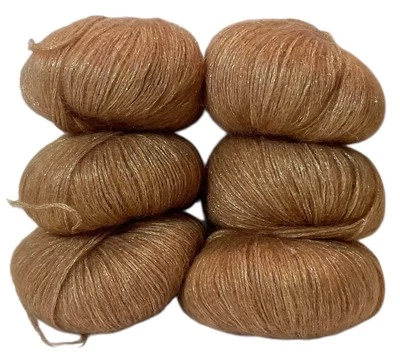 6 bolas de hilo de lana y mohair otoño dorado y brillante 50 gramos cada una Foto 1 de 2