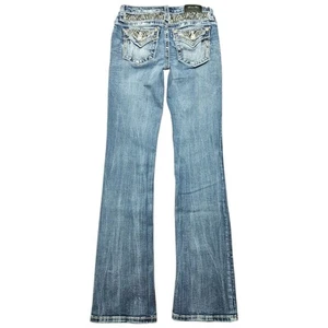 Pantalones de mezclilla Miss Me para mujer 27 X 32 entrepierna corte bota bolsillos adornados azul - Imagen 1 de 13