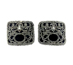 Antique Georgian 2" Shoe Clips Cut Steel French Black Silver Victorian Vintage - Picture 1 of 2