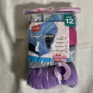 Hanes Period Underwear Girls 12 Hipsters Moderate Protection 4 Pairs - Picture 1 of 2