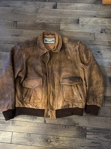 Abrigo bombardero Flightline XL vintage de cuero genuino para hombre - Imagen 1 de 10