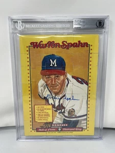 Warren Spahn Signed 1989 Donruss Diamond Kings HOF Puzzle Beckett Auto L1 - Picture 1 of 3