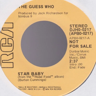 Guess Who Star Baby Mono / Stereo Promo USA 45 W/O PS - Image 1 of 4