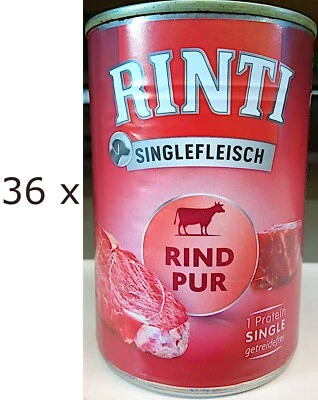 Rinti Singlefleisch Rind pur (€ 5,27/kg) getreidefrei - 36 Dosen à 400 g - Bild 1 von 4
