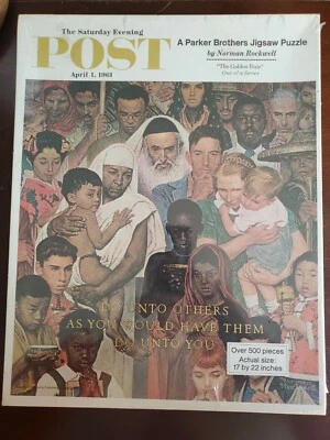 THE GOLDEN RULE JIGSAW PUZZLE NORMAN ROCKWELL, 17 X 22, 500  Sealed - Image 1 of 4