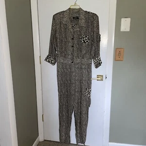 Vtg 80s In Transit New York NY Designer Leopard Print Women’s Jumpsuit USA M/L - Picture 1 of 9