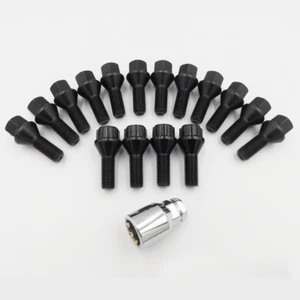 Pernos de rueda M14x1,25, 27 mm negros x 12 + cerraduras para Mini R56 R57 R58 R59 R60 R61 - Imagen 1 de 13