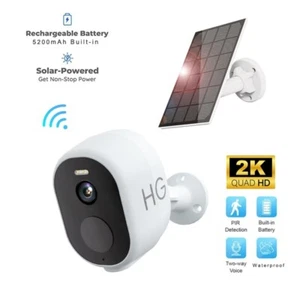 Solar Battery Security Camera Wire-Free Wireless 2K 3MP Outdoor Camera 5200mAh - Picture 1 of 12