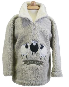 Irish Sheep Trio Zip Neck Fleece - Pebble - Picture 1 of 1