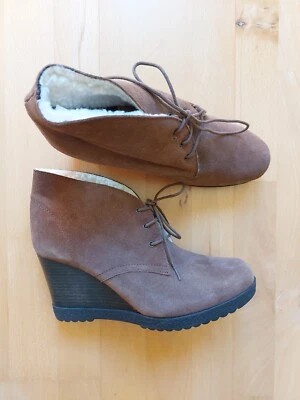 NEU Schnürer Gr. 41 taupe Best Connections B.C. Velourleder 10 cm Plateausohle - Bild 1 von 4