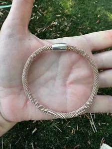 ESTATE 925 Italy STERLING SILVER 7.5” popcorn chain magnetic BRACELET 11.7 READ - Picture 1 of 7