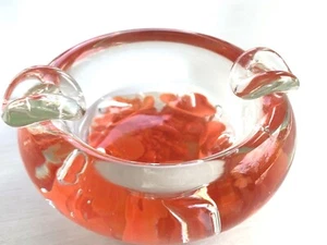 Vintage MCM BOB & MAUDE ST. CLAIR Art Glass Bowl Floral Ashtray 1977 - Picture 1 of 10