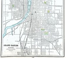 1898 Grand Rapids Michigan Map Grand River Downtown Railroads Lincoln Park 