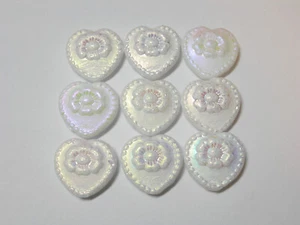 Vintage Design Czech Glass White with AB Luster Heart Beads 17mm x 18mm - Picture 1 of 1