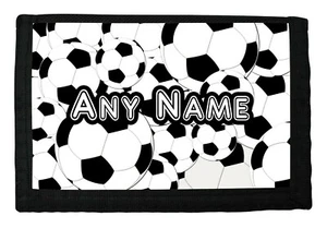 PERSONALISED MULTI FOOTBALLS PRINT BOYS RIP WALLET BIRTHDAY CHRISTMAS GIFT - Picture 1 of 3