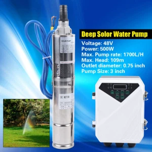 3" Solar Tauch Bohrloch Tiefbrunnen Wasserpumpe MPPT Controller KIT 500W USA - Bild 1 von 11