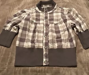New Women’s Beverly Holls Polo Club Jacket Top Blouse Size Large Gray/White - Picture 1 of 5
