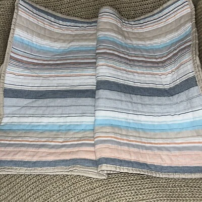 Modern Southern Home Quilted Pillow Sham 20"X 26” Southern Stripes Polyester 2X - Image 1 of 4