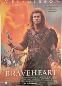 MOVIE POSTER ~ Braveheart 27x39.5" 1995 Mel Gibson VHS Videocassette Release NOS - Picture 1 of 7