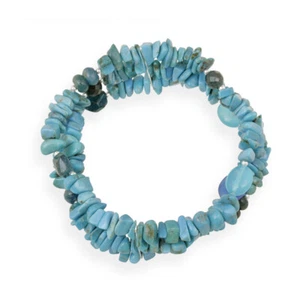 925 Silver Lab Created Turquoise, Agate, Apatite Multi Strand Fashion Bracelet - Picture 1 of 3