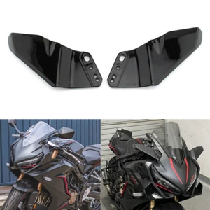 Motorcycle Side Winglet Aerodynamic Spoiler Wing ABS Accessories Glossy Black - Picture 1 of 6