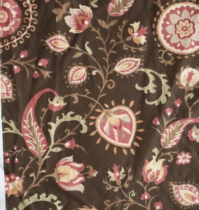 Vintage Mill Creek Home Fabric Whimsical Brown, Pink, Green, Gold Floral 4.7 yds - Picture 1 of 13