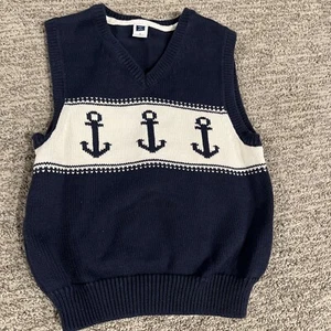 Janie and Jack Anchor Nautical Sweater Vest Boys Sz 4 - Picture 1 of 4