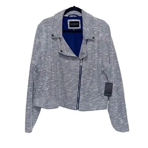 Eloquii Blue White Moto Jacket Womens Size 22/24 NEW - Picture 1 of 5