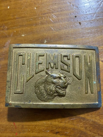 Clemson University uniform Belt Buckle Vintage Rare! Made Of Solid Brass Cover