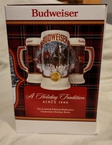 Budweiser 2021 Collectors Plaid Holiday Christmas Beer Stein & Mug - Picture 1 of 4