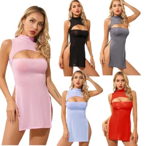 Abito da notte donna orsacchiotto sexy clubwear danza tinta unita collo alto - Foto 1 di 46