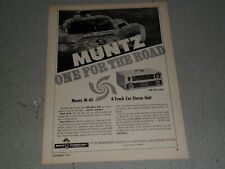 1967 MUNTZ STEREO-PAK M-45 4 TRACK CAR STEREO UNIT AD / ARTICLE